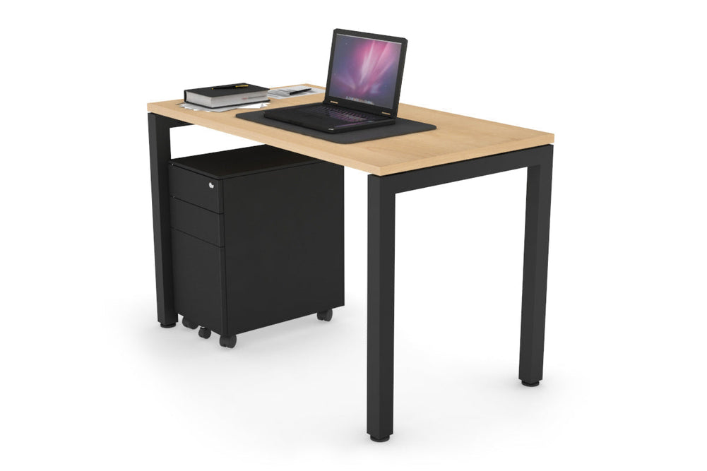 Quadro Square Legs Office Desk [1000L x 600W]-black leg maple 
