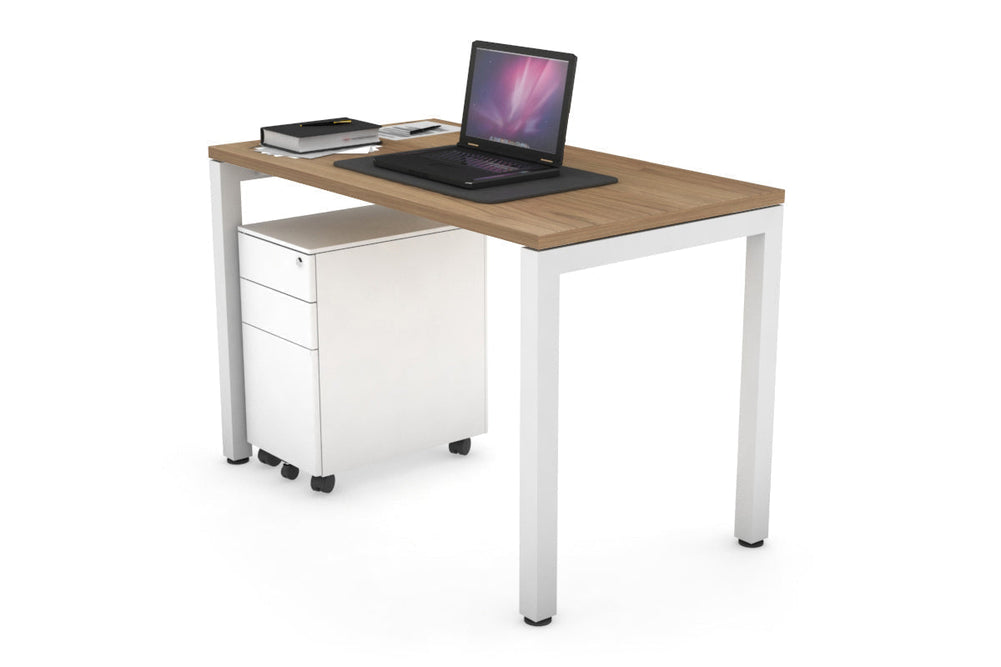 Quadro Square Legs Office Desk [1000L x 600W]-white leg salvage oak 