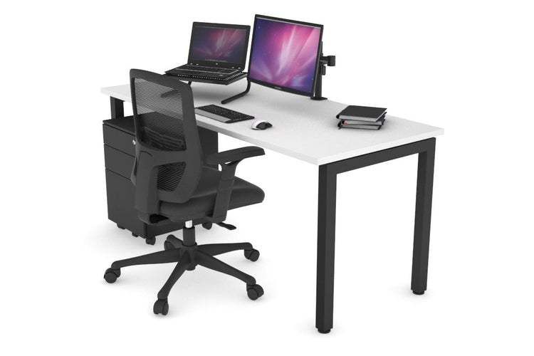 Quadro Square Leg Office Desk [1200L x 700W] Jasonl black leg white none
