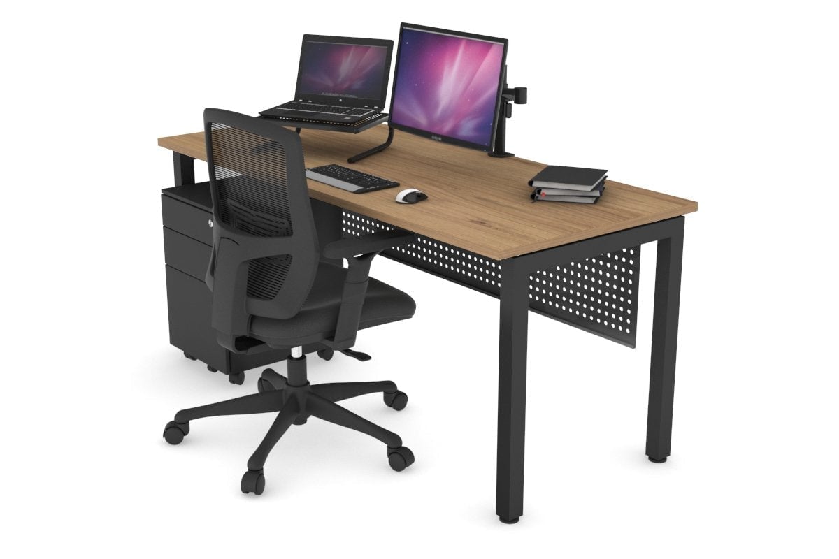Quadro Square Leg Office Desk [1200L x 700W] Jasonl black leg salvage oak black modesty
