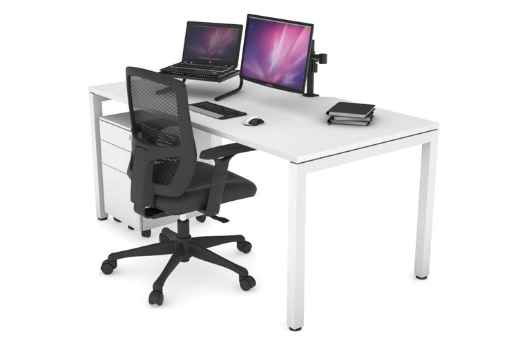 Quadro Square Leg Office Desk [1200L x 800W with Cable Scallop] Jasonl white leg white none