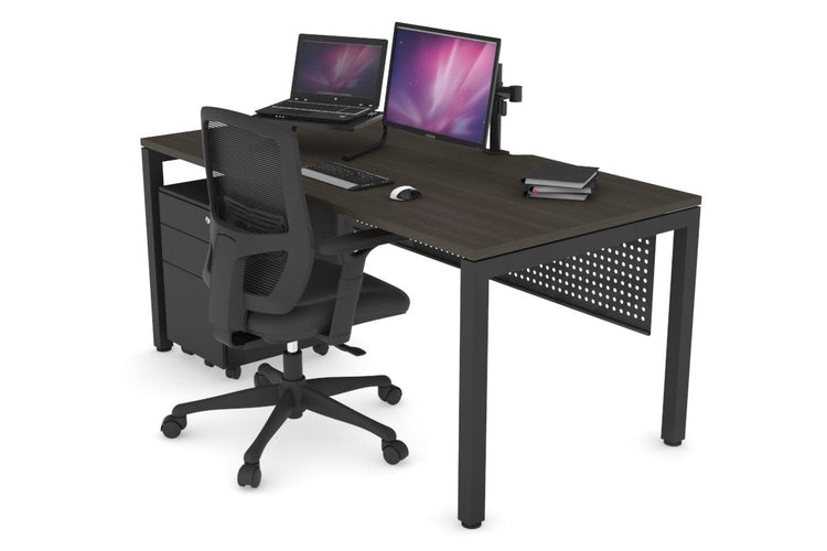 Quadro Square Leg Office Desk [1200L x 800W with Cable Scallop] Jasonl black leg dark oak black modesty