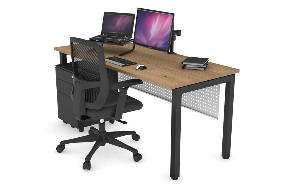 Quadro Square Legs Office Desk [1400L x 700W]-black leg salvage oak white modesty