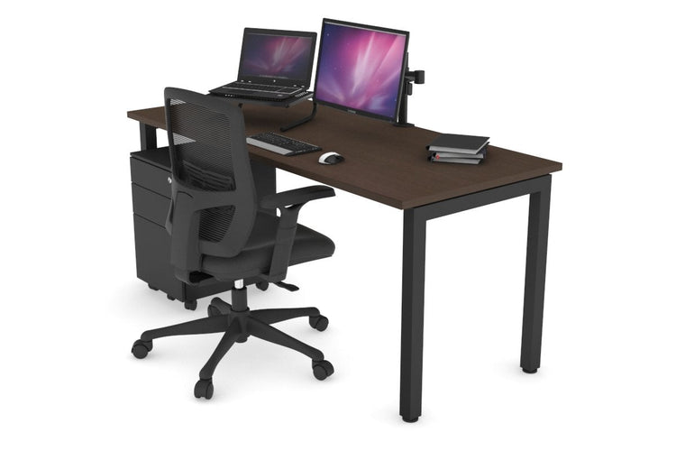 Quadro Square Leg Office Desk [1400L x 700W] Jasonl black leg wenge none