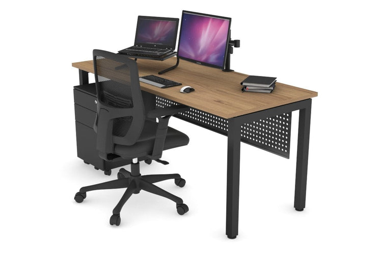 Quadro Square Leg Office Desk [1400L x 700W] Jasonl black leg salvage oak black modesty