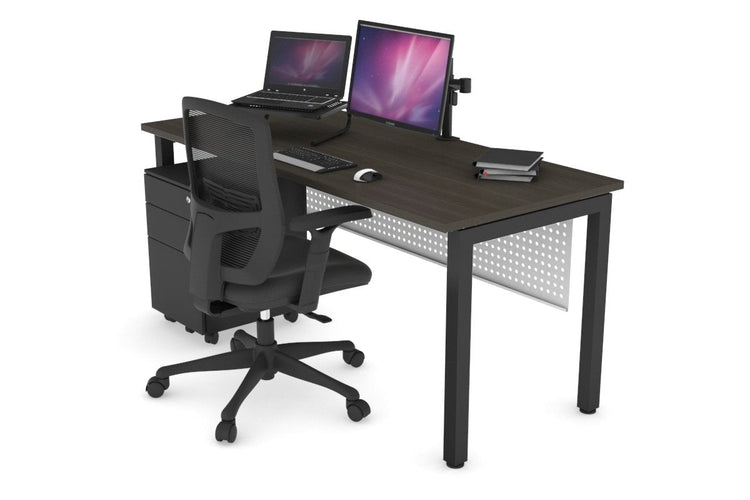Quadro Square Leg Office Desk [1400L x 800W with Cable Scallop] Jasonl black leg dark oak white modesty