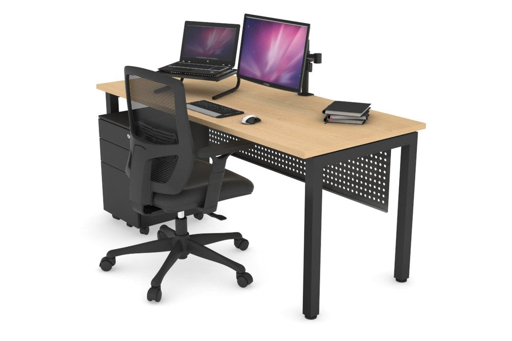 Quadro Square Legs Office Desk [1600L x 700W]-black leg maple black modesty
