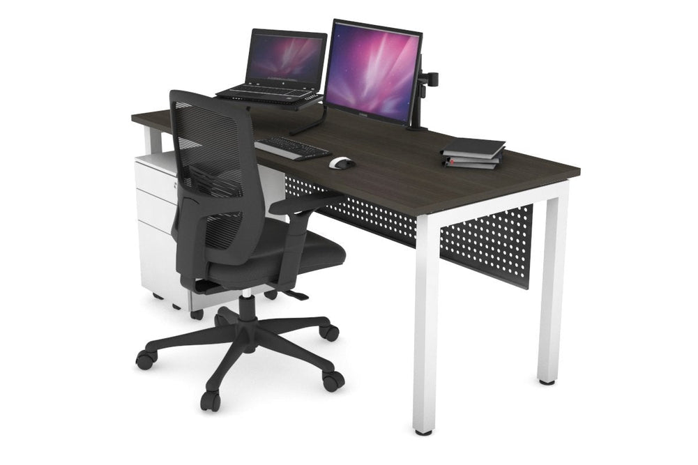 Quadro Square Legs Office Desk [1600L x 700W]-white leg dark oak black modesty