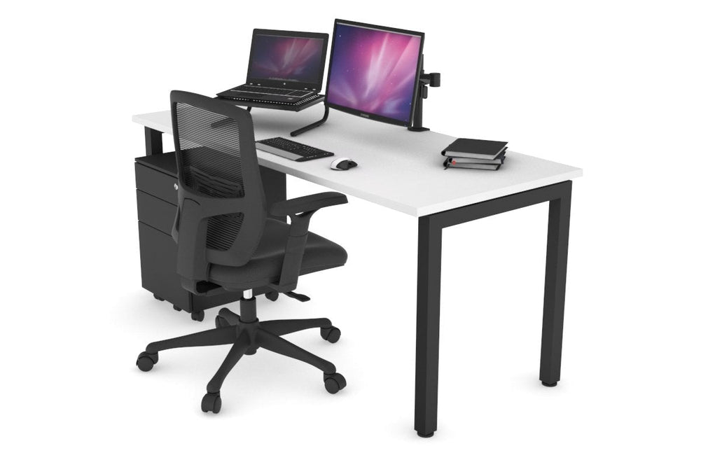 Quadro Square Legs Office Desk [1800L x 700W]-black leg white none