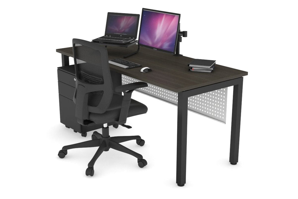 Quadro Square Legs Office Desk [1800L x 700W]-black leg dark oak white modesty