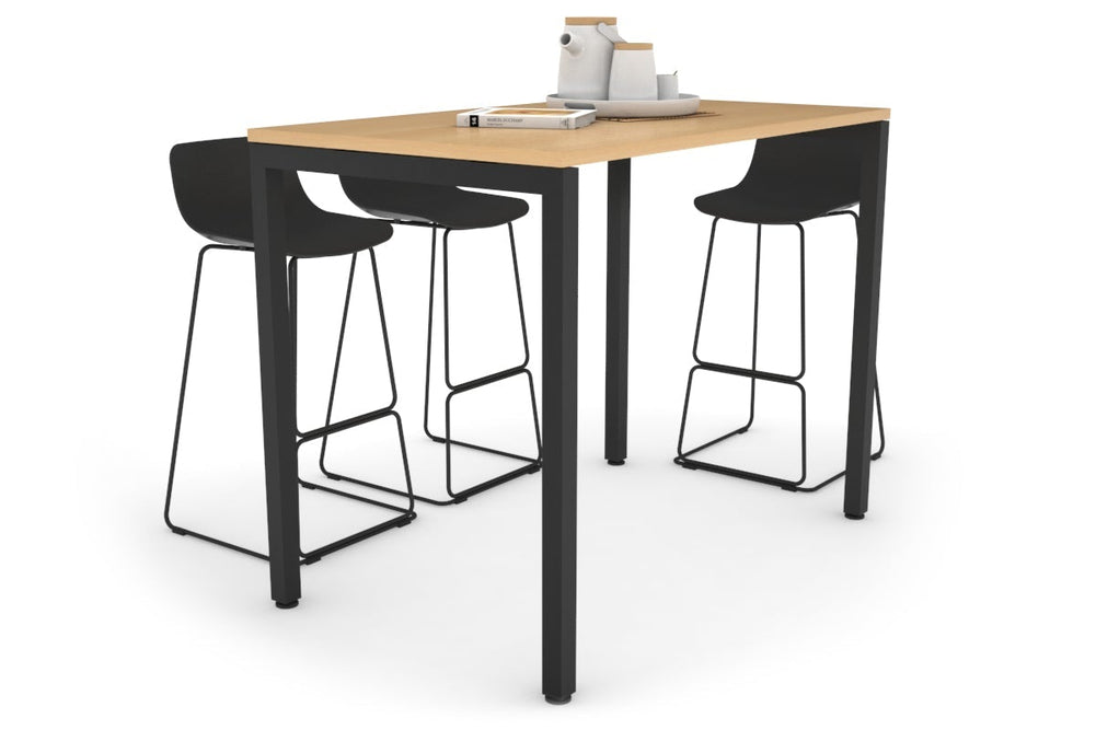 Quadro Square Legs Counter Table [1200L x 700W]-black leg maple 