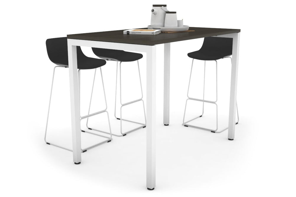 Quadro Square Legs Counter Table [1400L x 700W]-white leg dark oak 