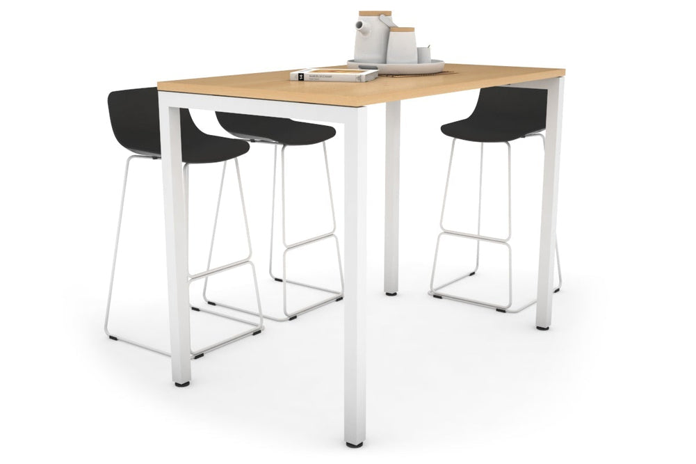 Quadro Square Legs Counter Table [1400L x 700W]-white leg maple 