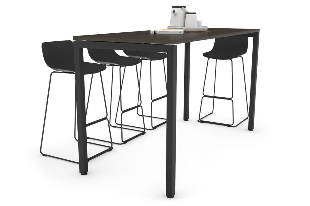 Quadro Square Legs Counter Table [1600L x 700W]-black leg dark oak 