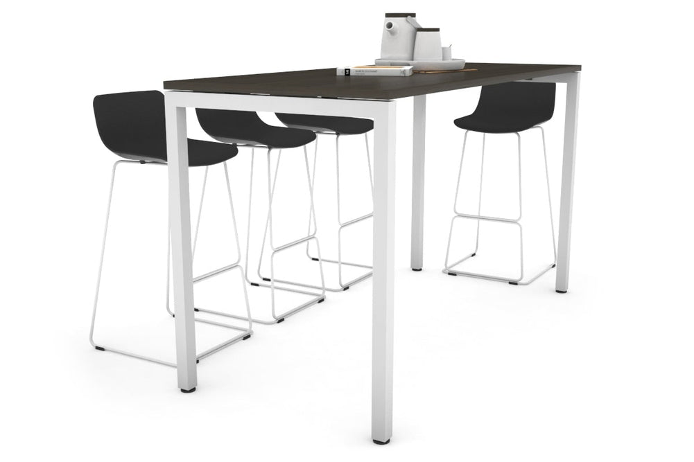 Quadro Square Legs Counter Table [1600L x 700W]-white leg dark oak 