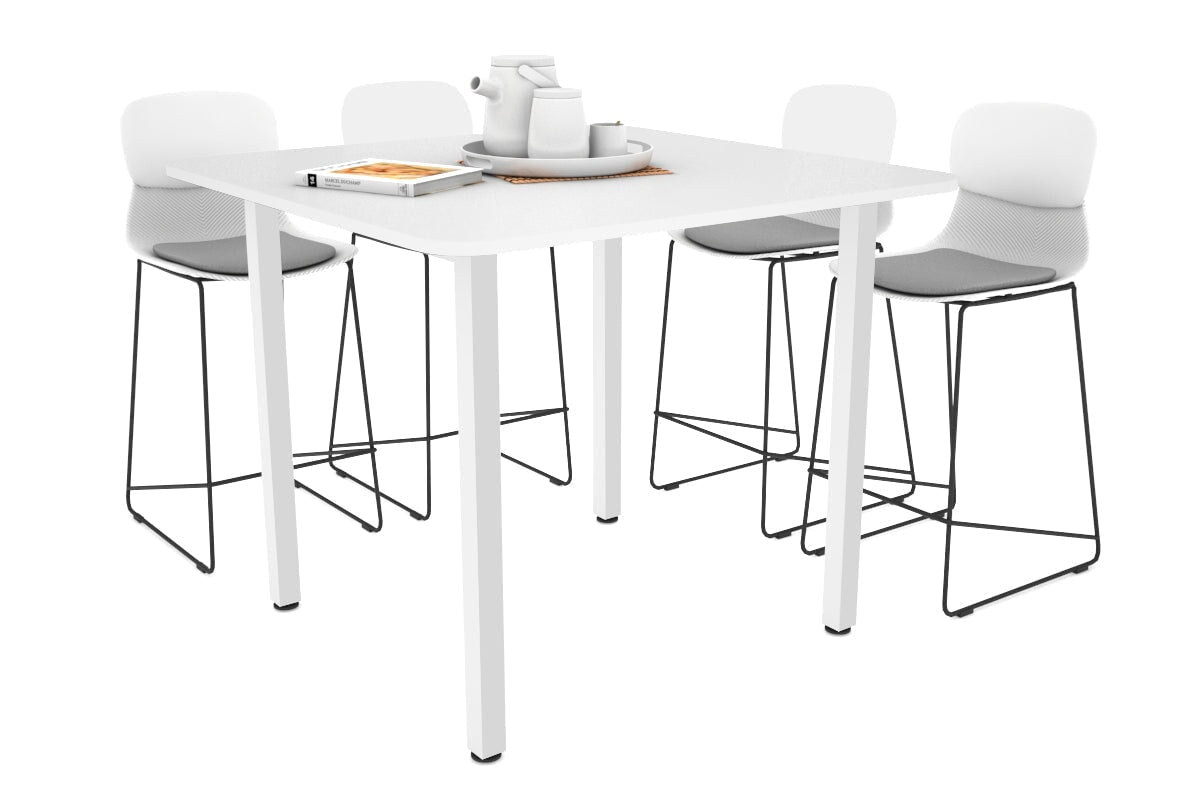Quadro Square Legs Counter Table with Radius Corners [1100L x 1100W] Jasonl white leg white 