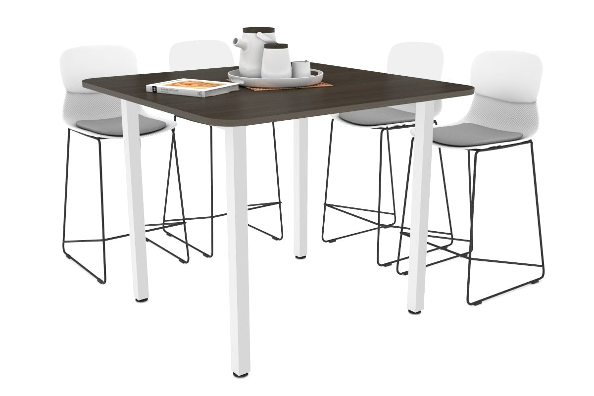 Quadro Square Legs Counter Table with Radius Corners [1100L x 1100W] Jasonl white leg dark oak 