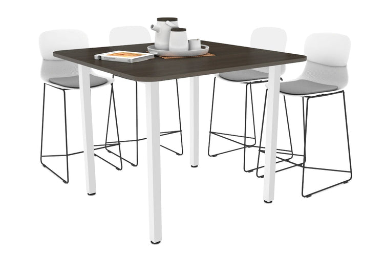 Quadro Square Legs Counter Table with Radius Corners [1100L x 1100W] Jasonl white leg dark oak 