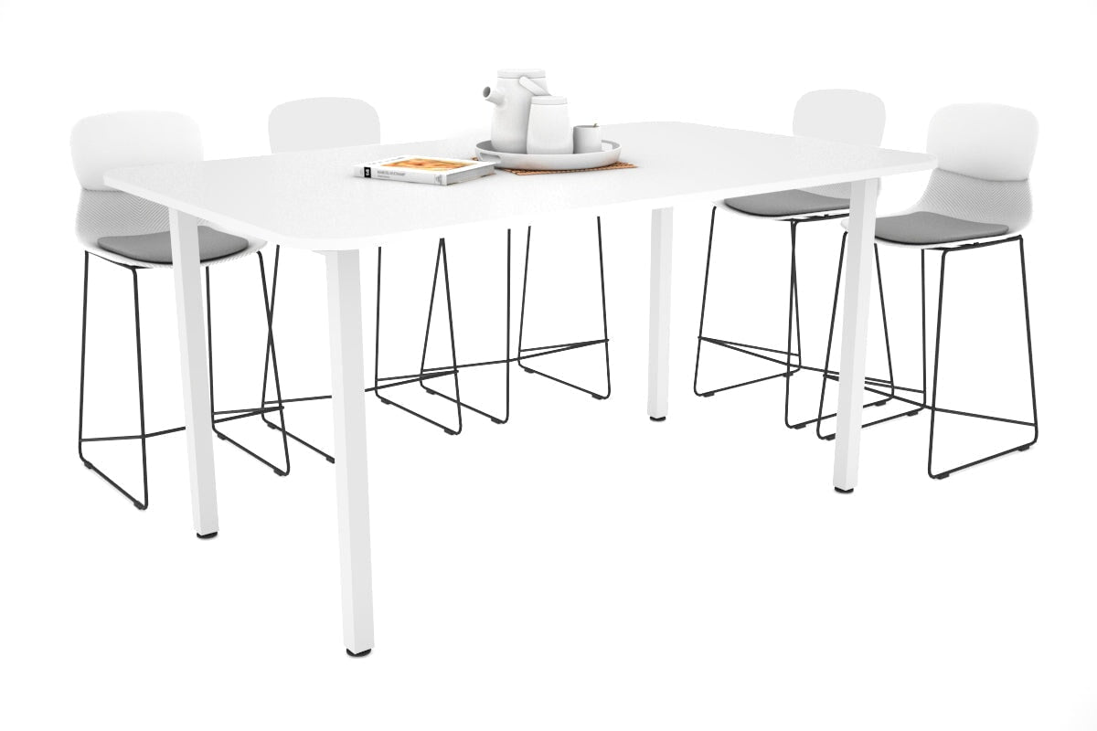 Quadro Square Legs Counter Table with Radius Corners [1800L x 1100W] Jasonl white leg white 