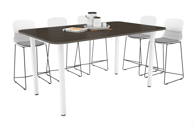 Quadro Square Legs Counter Table with Radius Corners [1800L x 1100W] Jasonl white leg dark oak 