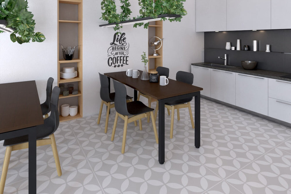 Quadro Square Legs Table [1000L x 600W]-white leg dark oak 