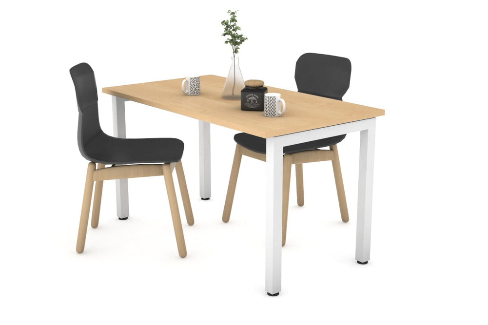 Quadro Square Legs Table [1000L x 600W]-white leg maple 