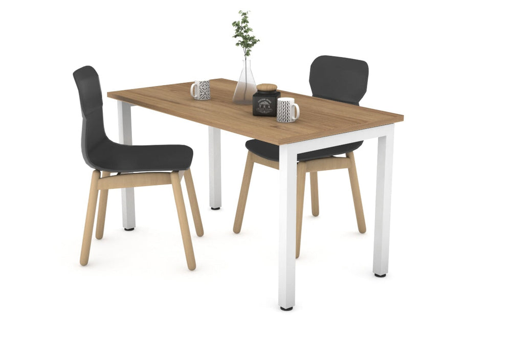 Quadro Square Legs Table [1000L x 600W]-white leg salvage oak 