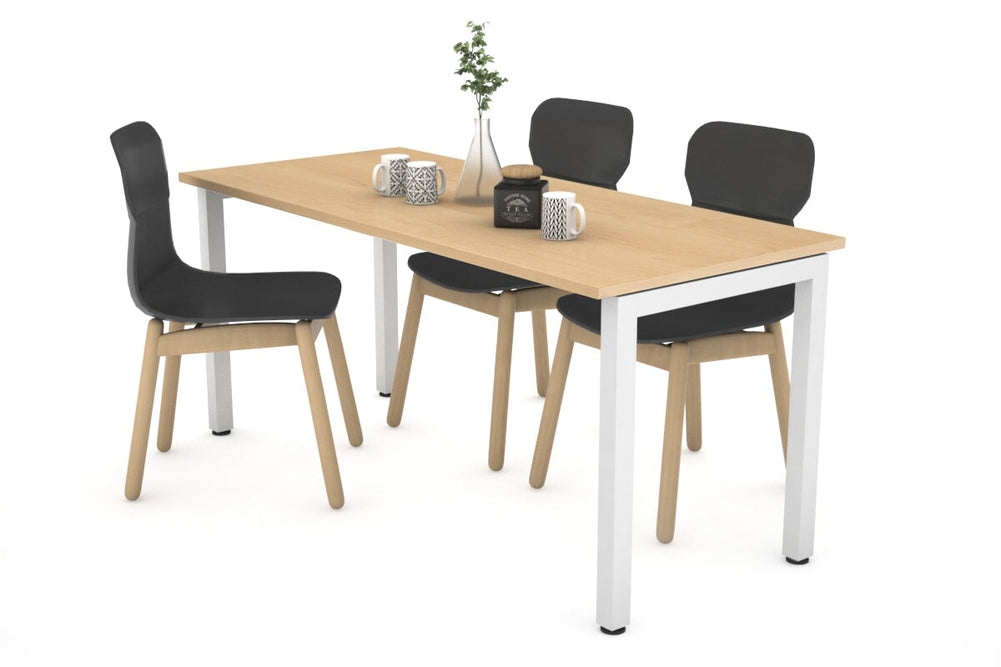Quadro Square Legs Table [1200L x 700W]-white leg maple 
