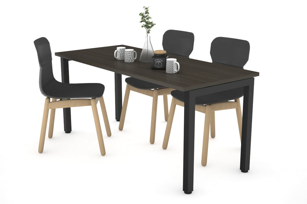 Quadro Square Legs Table [1200L x 700W]-black leg dark oak 