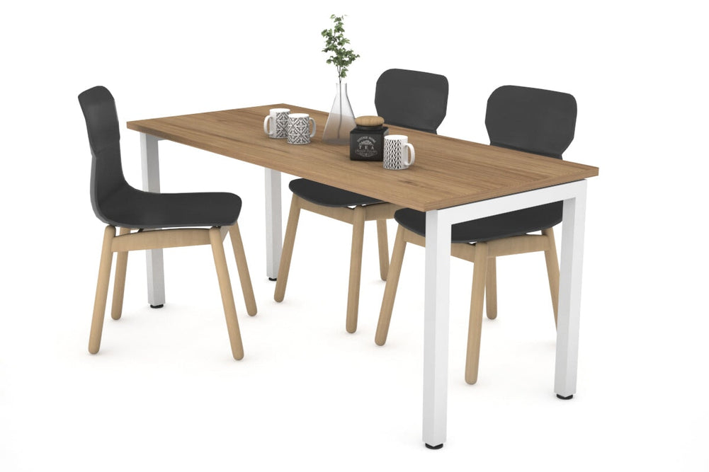 Quadro Square Legs Table [1200L x 800W]-white leg salvage oak 
