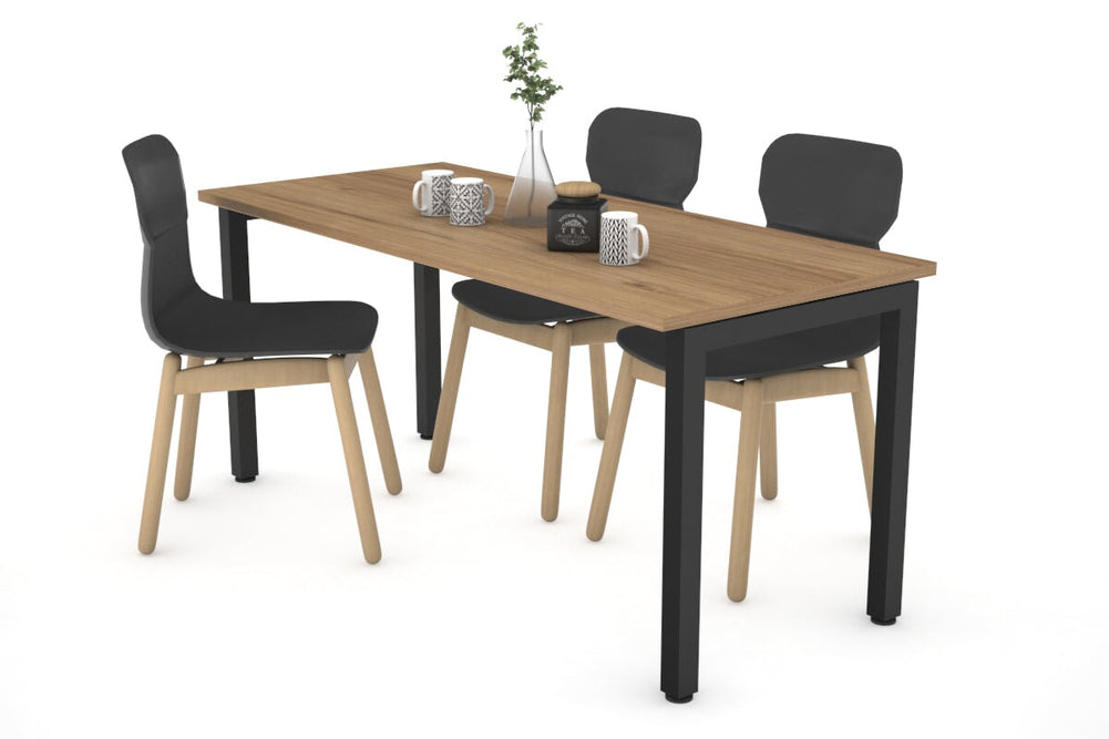 Quadro Square Legs Table [1400L x 700W]-black leg salvage oak 