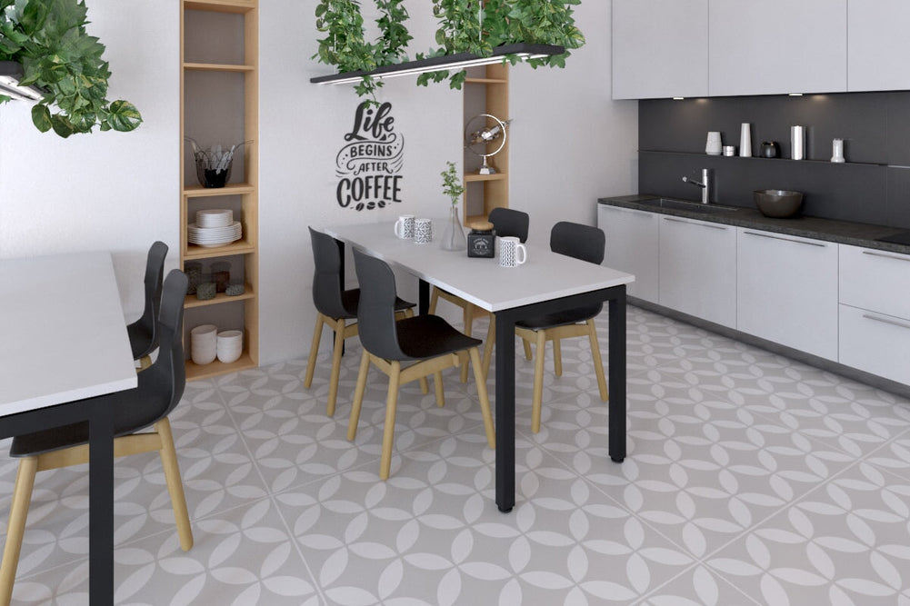 Quadro Square Legs Table [1400L x 700W]-white leg dark oak 