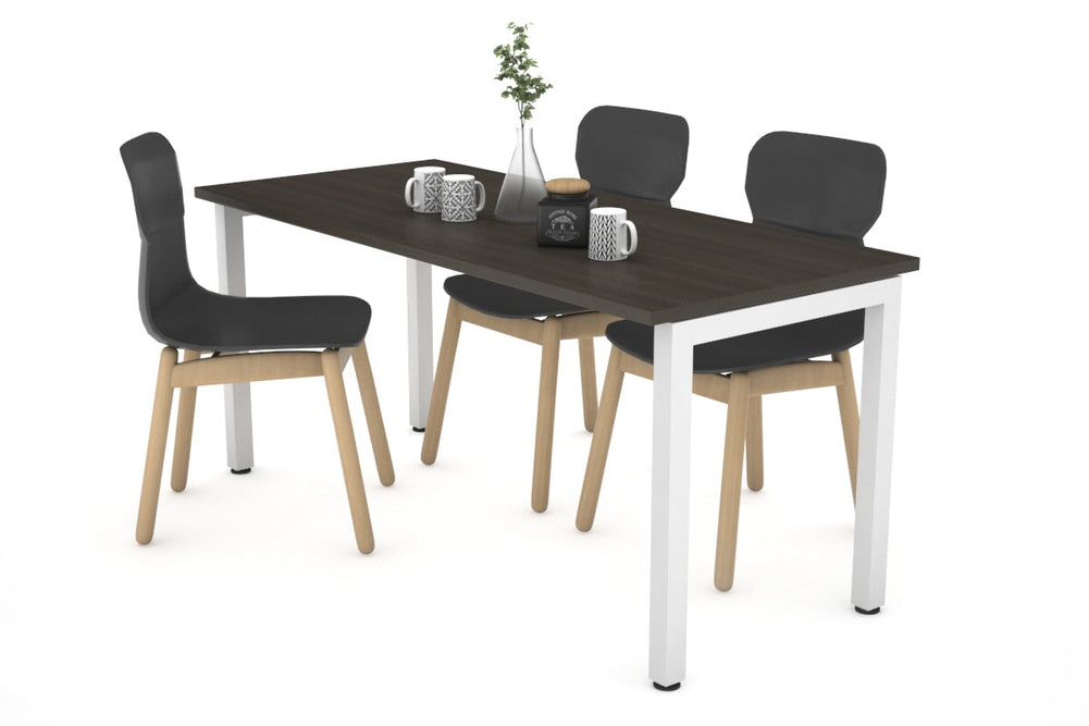 Quadro Square Legs Table [1400L x 700W]-white leg dark oak 