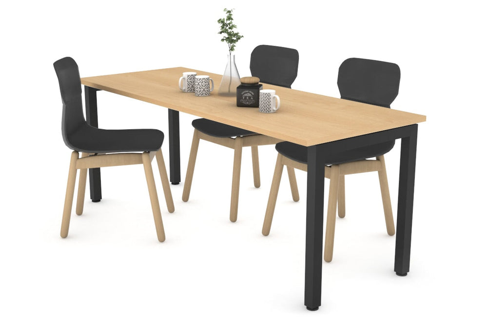 Quadro Square Legs Table [1600L x 700W]-black leg maple 