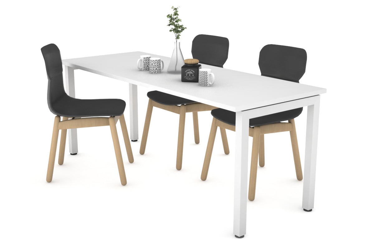 Quadro Square Legs Table [1600L x 700W] Jasonl white leg white 