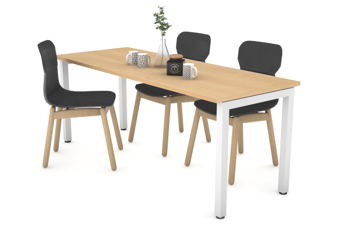 Quadro Square Legs Table [1600L x 700W] Jasonl white leg maple 