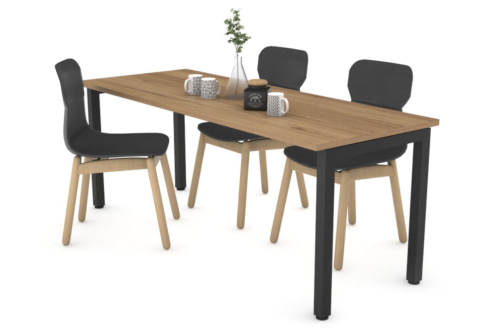 Quadro Square Legs Table [1600L x 700W]-black leg salvage oak 