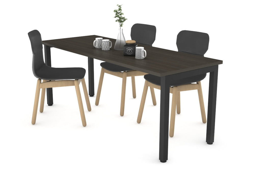 Quadro Square Legs Table [1600L x 800W]-black leg dark oak 