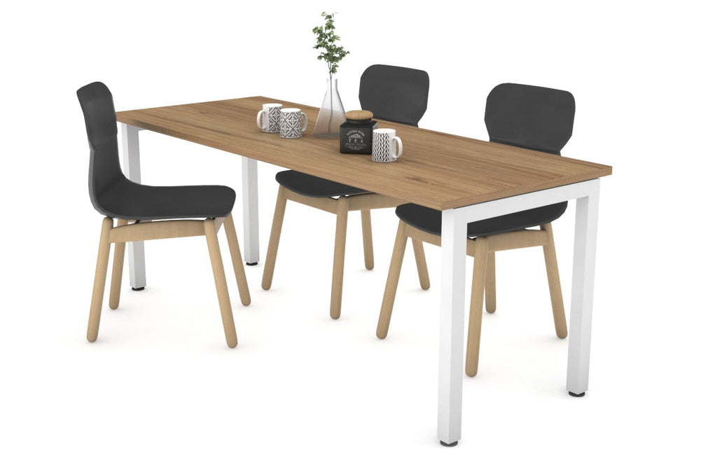 Quadro Square Legs Table [1800L x 700W]-white leg salvage oak 
