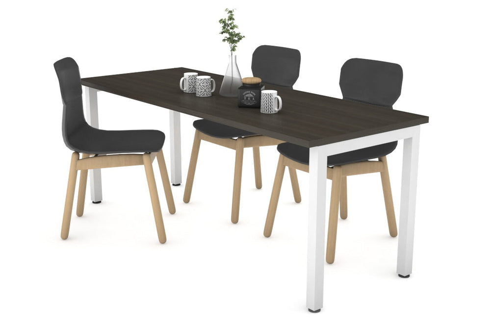 Quadro Square Legs Table [1800L x 700W]-white leg dark oak 