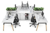Quadro Wood A Legs Cross Beam 4 Person Workstation with Uniform Spine [4 x (1600x800 with Cable Scallop)] - Thumbnail 6 