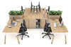 Quadro Wood A Legs Cross Beam 4 Person Workstation with Uniform Spine [4 x (1600x800 with Cable Scallop)] - Thumbnail 2 