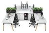 Quadro Wood A Legs Cross Beam 4 Person Workstation with Uniform Spine [4 x (1600x800 with Cable Scallop)] - Thumbnail 8 