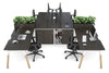 Quadro Wood A Legs Cross Beam 4 Person Workstation with Uniform Spine [4 x (1600x800 with Cable Scallop)] - Thumbnail 5 