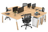 Quadro Wood A Legs Cross Beam 4 Person Corner Workstation [1800L x 1800W with Cable Scallop] - Thumbnail 36 