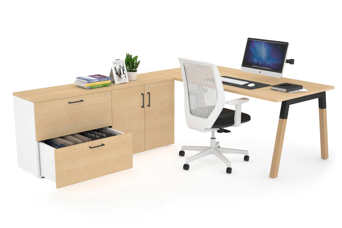 Quadro Wood Executive Setting - Black Frame [1600L x 700W] Jasonl maple none 2 drawer 2 door filing cabinet
