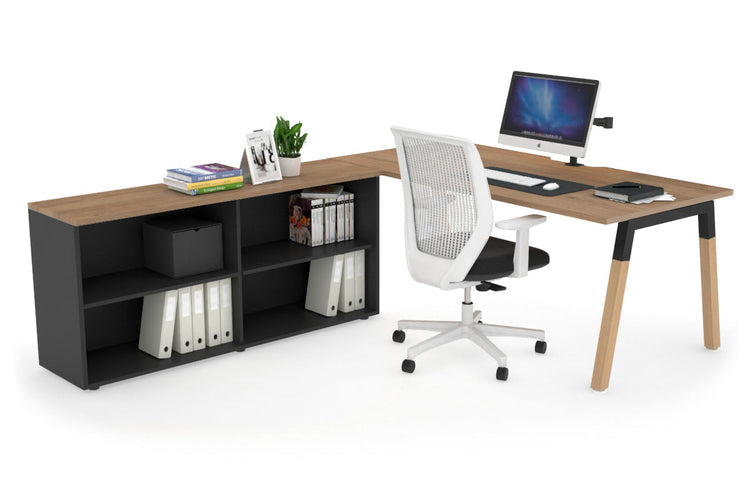 Quadro Wood Executive Setting - Black Frame [1600L x 800W with Cable Scallop] Jasonl salvage oak none open bookcase