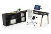 Quadro A Legs Executive Setting - Wood Legs Black Cross Beam [1600L x 800W with Cable Scallop] - Thumbnail 38 