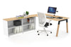 Quadro A Legs Executive Setting - Wood Legs Black Cross Beam [1600L x 800W with Cable Scallop] - Thumbnail 14 