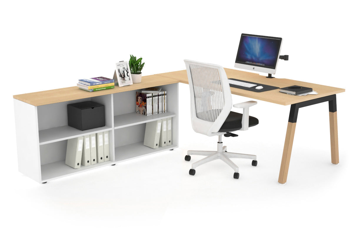 Quadro Wood Executive Setting - Black Frame [1600L x 800W with Cable Scallop] Jasonl maple none open bookcase
